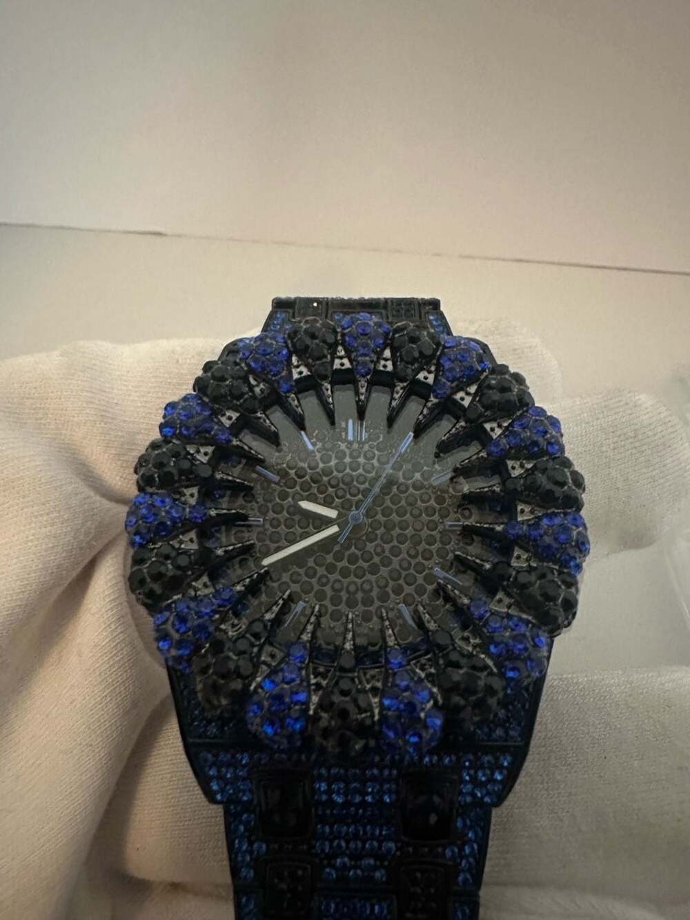 Wrist Watch Blue Iced Out Rhinestone - Picture 3 of 5
